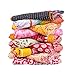 Mycrafts Indian Wholesale Kantha Quilt Lot 5 PCs Tribal Kantha Quilt Vintage Handmade Blanket Patch Kantha Throw Hippie Bohemian Old Saree Made Kantha Rally Twin