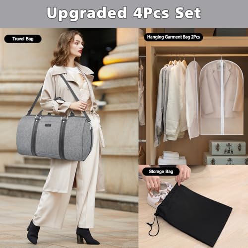 Convertible Garment Duffle Bags for Travel - Carry on Garment Bag for Men Women Large Travel Duffel Bag with Crossbody Bag 4pcs Set, 2 in 1 Hanging Suit Dress Clothes Travel Bag2