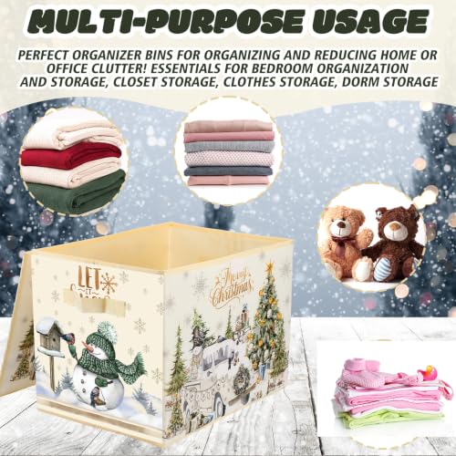 Image of Briwooody Christmas Storage Bin with Lid and Carrying Handle Christmas Foldable Storage Box Large Xmas Decorative Collapsible Container Basket for Organizing Closet Home Bedroom Gift(Truck)