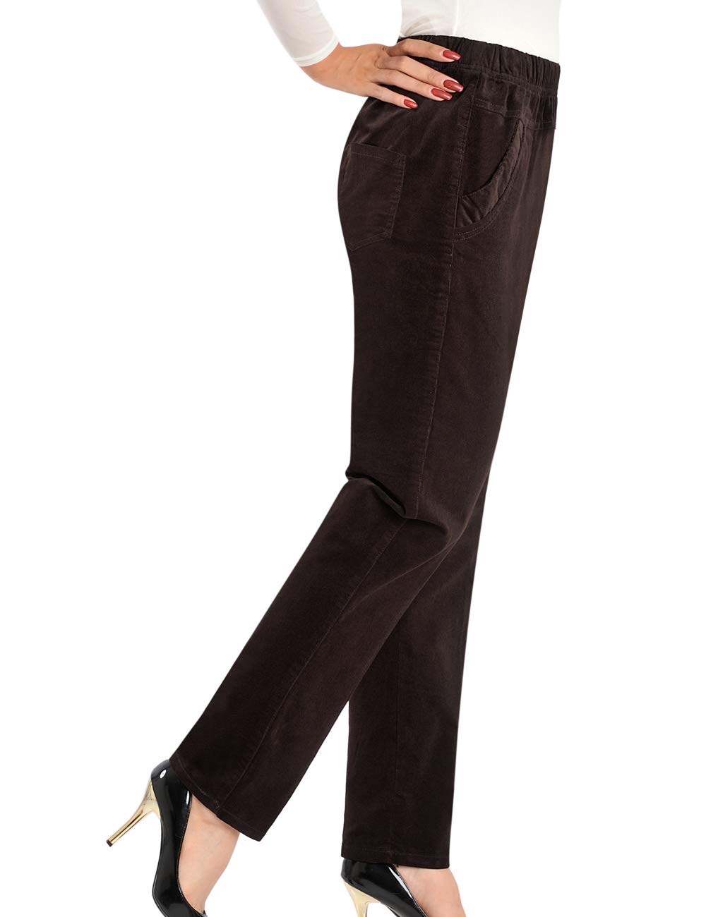 Donna Pantaloni in Velluto a Coste Skinny a Vita Alta Pantaloni in Cotone Elasticizzato Elasticizzato