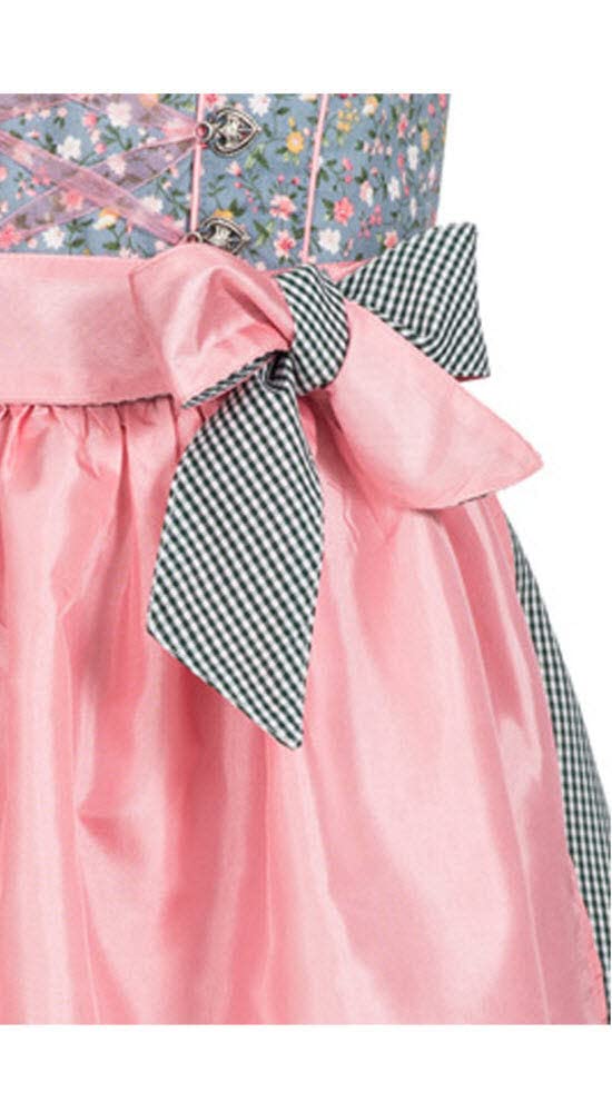 Nübler Dirndl Mädchen Nicky - 3-teiliges Set mit Dirndlkleid, Trachtenbluse & Schürze im traditionellen Stil - Original bayerische Tracht, Hochwertige Qualität, Blau-Rosa