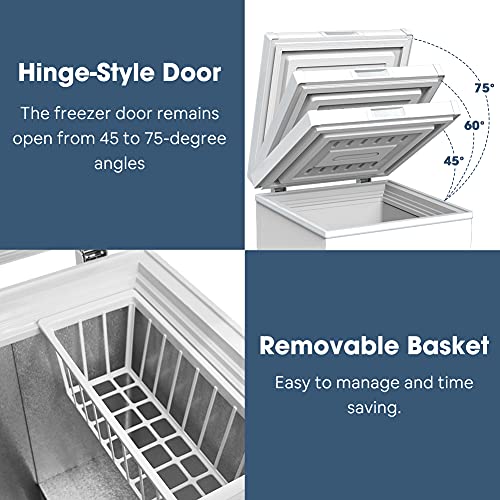 Lifeplus Chest Freezer, Compact Deep Freezer 7 Adjustable Temperature With Removable Basket, Top Open Door Freezer Upright For Apartment Home (3.5 Cu.ft.) #TOP5