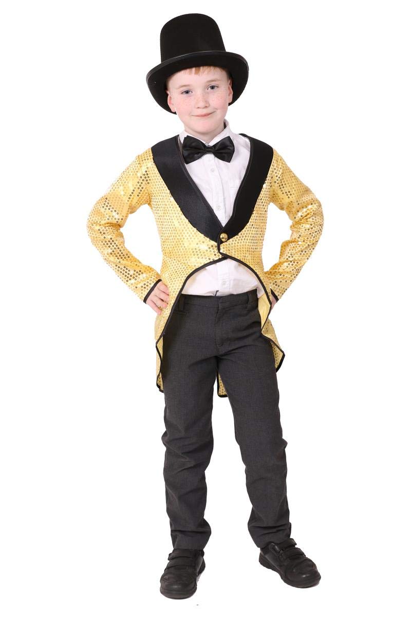 Buy Child Sequin Tailcoat Fancy Dress Costume Ringmaster's Coat, Bow Tie and Top Hat Unisex
