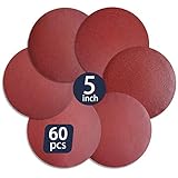 60 PCS 5-Inch Assorted PSA Aluminum Oxide Sanding Disc,NO-Hole Self Stick