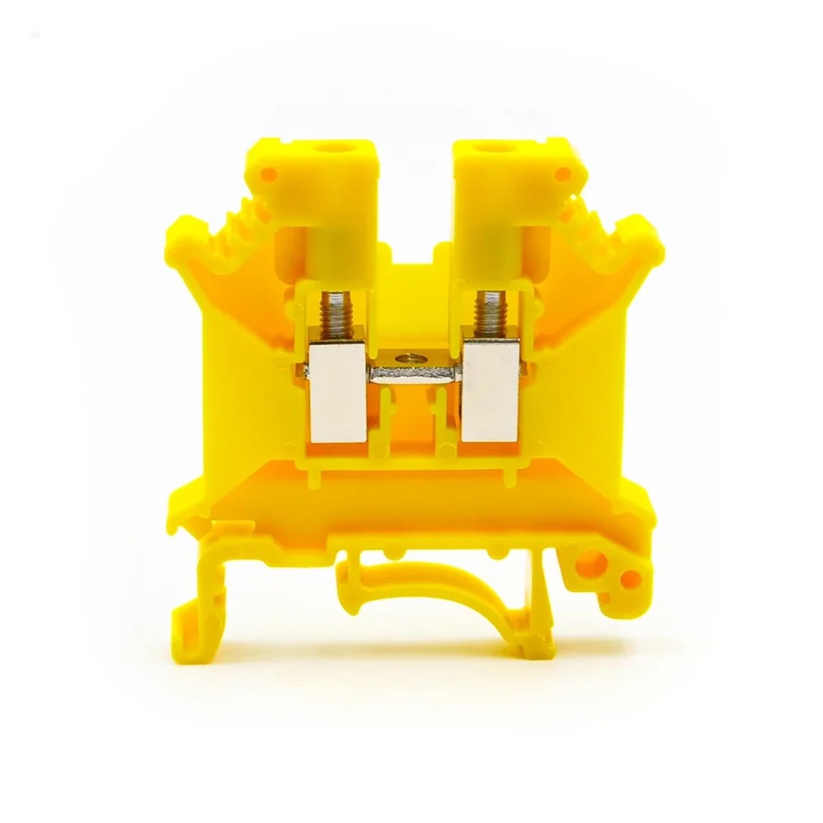 JDOUNFMO 10Pcs UK5N DIN Rail Terminal Dual Splitter Head Brass Housing One in Two Out Spring Assisted Wiring(UK-5N-YELLOW)