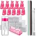 FANDAMEI Nail Polish Gel Remover Tools Kit with Nail Clips, 100ml Nail Polish Remover Bottle, 500 Nail Remover Cotton Pad, Nail Brush, Cuticle Pusher, Cuticle Peeler, 100/180 Nail File, Buffer Block