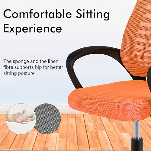 Image of Casa Copenhagen,Mesh Office Desk,Rocking, Ergonomic Computer Chair Adjustable High with Headrest and Comfortable Armrest Swivel Chair -Orange & Jet Black Handle