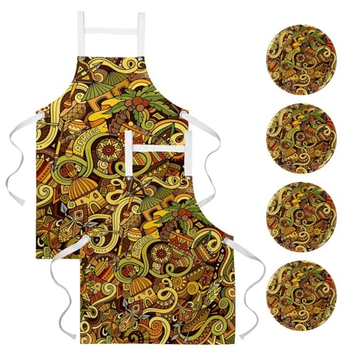 Tablier de cuisine et serveur lot de 2 avec broches pour bistrot et bar