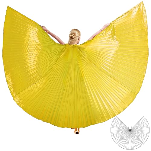 MUNAFIE Asas unissexo de Ísis para adultos, para dança do ventre, capa com bengalas, fantasia de dança do ventre, fantasia de mulher para carnaval, cosplay, festa, dourado