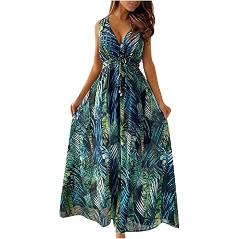 AMhomely V-Neck Sleeveless Casual Dress Cover