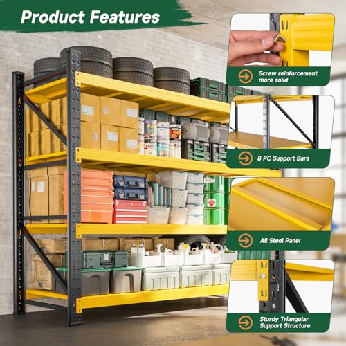 Image of Letaya 71.3 inch W Metal Storage Shelves,5000LBS Heavy Duty Garage Shelving Units, 4 Tier Adjustable Utility Rack Shelf,Large Industrial Shelves,for Shop,Warehouse,Basement (71.3 inch W x 24 inch D x 70 inch H)