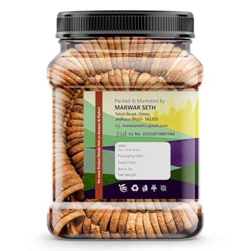 Image of Marwar Seth Naturally Dried Premium Anjeer 1000gm | Soft Juicy Figs Dry Fruit | No Added Sugar | Rich Source Of Fiber | Low in Fat | Healthy Snack Jar Pack