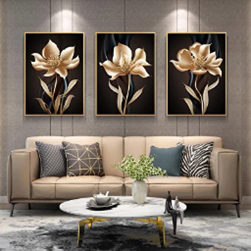 Cuadros de pared para sala de estar dsdsgog póster de flores tríptico moderno 50x70cm