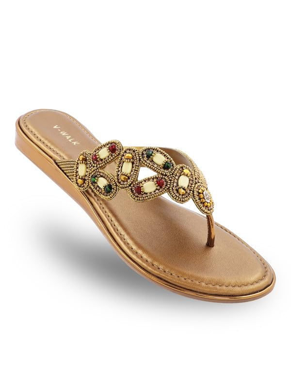 v-walk Women Ethnic Toe Ring Flat Sandals with Stone Embellished Strap Traditional Slip-On Casual-picture-46