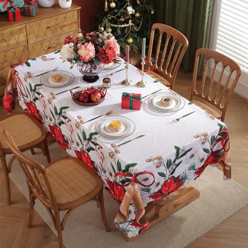 auons Rectangular Christmas Tablecloth 60x120 Inch, Christmas Decoration Tablecloth, Waterproof Washable Xmas Table Cloth - Image 2