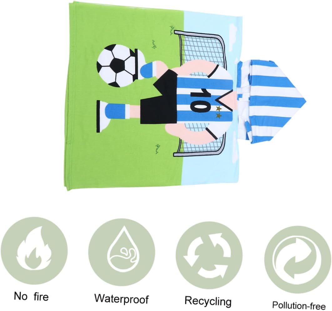 SHINEOFI Hooded Towel Cloak Bath Cape Lightweight Quick-Dry Beach Towel for Boys, Soft Absorbent ’s Pool Wrap with Soccer Design, Suitable for Water Park and Travel