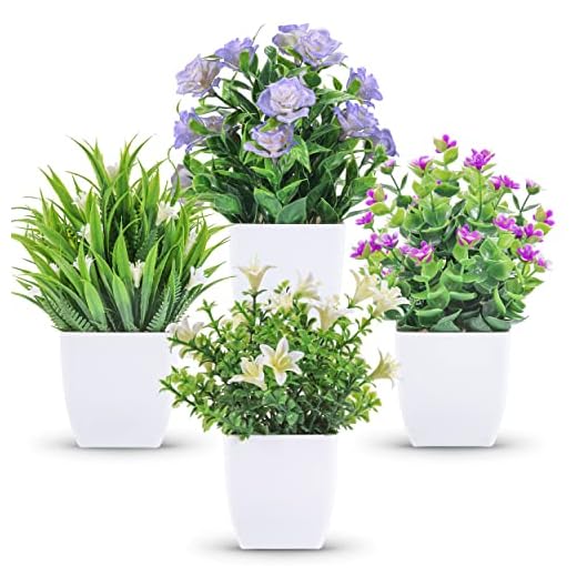 35+ Stunning Dark Green Bedroom Ideas for a Cozy Retreat 6 Der Rose 4 Pack Small Fake Plants Mini Artificial Faux Plants Indoor with Flowers Spring Decorations for Home Room Farmhouse Desk House Bathroom Decor
