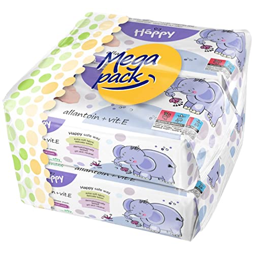bella baby Happy Feuchttücher mit Allantoin & Vitamin E, 4 x 64 Stück, für zarte und empfindliche Babyhaut geeignet