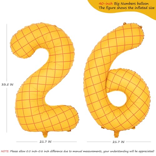 Image of 40 inch Large Number Balloon 26 Toy Inspired Story Yellow Birthday Balloon | Western Rodeo Party Supplies Boy Girl Story Anniversary Kids Birthday Party Cowboy Farm Themed Baby Welcome Decorations