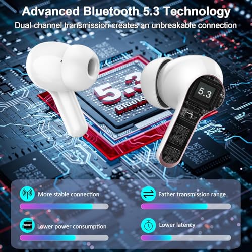 Image of Wireless Earbuds Bluetooth Headphones, 2025 Hi-Fi Stereo Deep Bass Ear Buds, 4 ENC Noise Cancelling Mic, USB Fast Charging in-Ear Earphones, IP7 Waterproof Workout Sport for Laptop Pad Android iOS