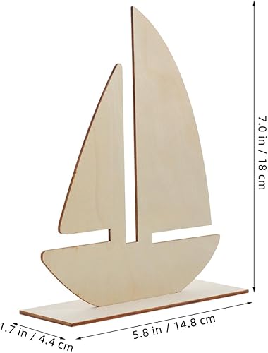 Miniatura 6 de 10 piezas de madera sin terminar modelos de velero náutico recortes de madera náutica temática del océano decoración para el hogar proyectos de