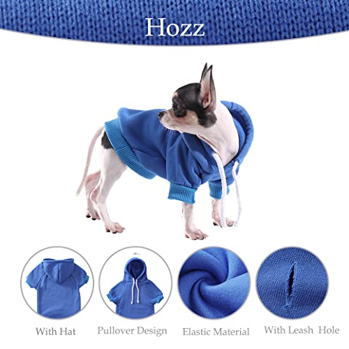 Hozz Blue Dog Hoodie Winter Dog Sweatshirt With Leash Hole Warm Dog Clothes For Small Dog Sweater Chihuahua Coat Clothing Puppy Custume L, Large (Pack Of 1) #TOP3