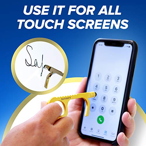 SafeKEY Door Opener Tool - No Touch Keychain Tool with a Built-in Stylus and Bottle Opener - 2 Piece Set (Gold and Silver) - This Touchless Key Tool is the Perfect Solution to Stay Contact-Free - Thumbnail 2