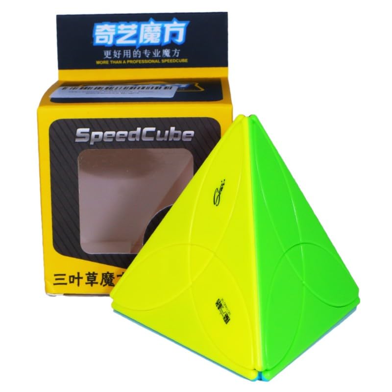 Image of HAWKISTER Kids Qiyi Clover Pyramid Magic Speed Cube 3 Leaf Tetrahedron Stickerless Puzzle