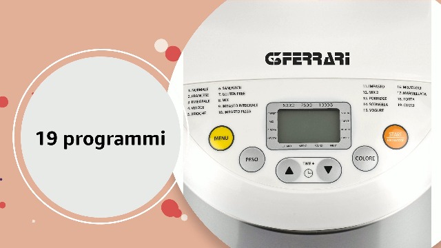 Macchina Del Pane G3 Ferrari G10078 - 19 Programmi, INOX, Gluten Free, Yogurt