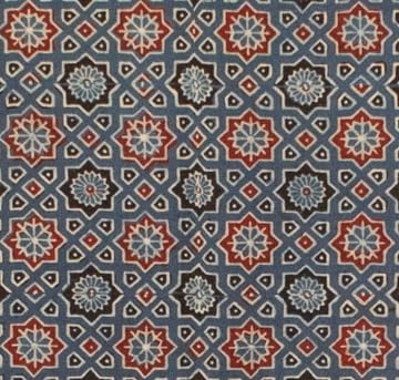Image of Ethnics of Kutch Womenss Ajrakh Modal Silk Natural Dye Hand Block Print Saree with Blouse Piece - 5.5 Mtr Length