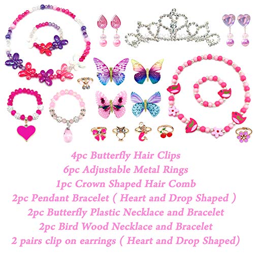 Elesa Miracle Little Girl Kids Wood Jewelry Box and Girl Princess Jewelry Dress Up Accessories Toy Playset Set - Thumbnail 5