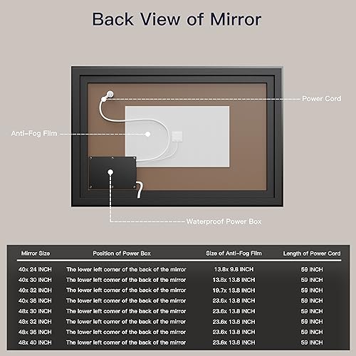 ISKM Framed LED Mirror for Bathroom 40"x30", Dimmable LED Bathroom Mirror with Lights, Anti-Fog, Front and Backlit Lighted Mirror 3-Colors, Shatterproof, Memory Function