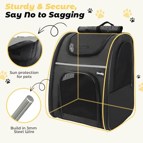 Sac à dos transport pour chat pliable noir résistant charge 8 kg max - 4