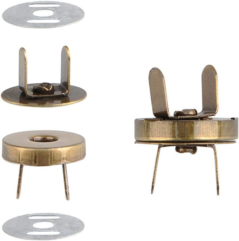 Onwon 20 Set Magnetic Snaps for Purse Magnetic Bag Fastener Clasp Magnetic Button Replacement Kit Perfect for Purse, Bag, Clothes, Leather (Antique Brass 14mm)