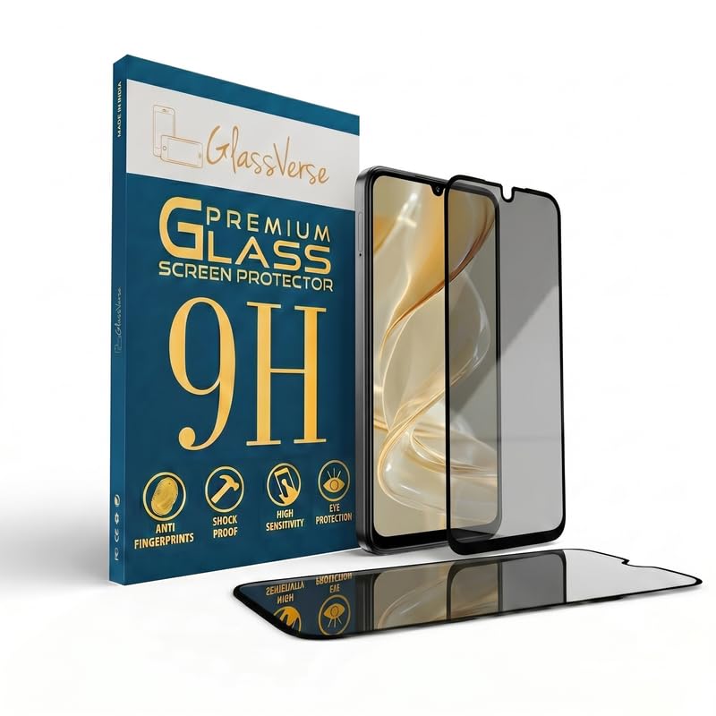 Image of GlassVerse Ultra Privacy Tempered Glass For Lava Bold N2 (PACK OF 1) with Free Installation Kit. Edge To Edge. (In-Screen FingerPrint Lock will not work with the Privacy Guard) - 6.75 inch