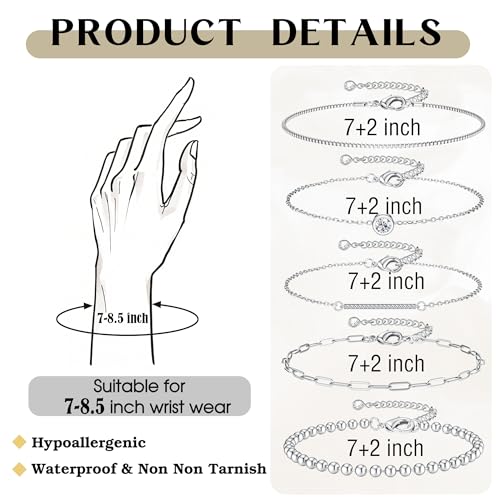 Dochais Gold Bracelets for Women Trendy 14k Gold-Plated Stackable Dainty Bracelet Adjustable Charm Paperclip Cuban Link Chain Tarnish Free Gold Jewelry Sets Fashion Accessories Gifts4