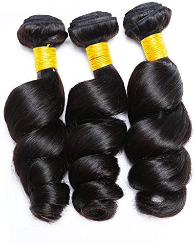 BLISSHAIR Cheveux Bresilien Tissage 3 Bundles tissage bresilien boucle Extensions de Cheveux Humains Fermeture Couleur Naturelle 10" 10" 10"