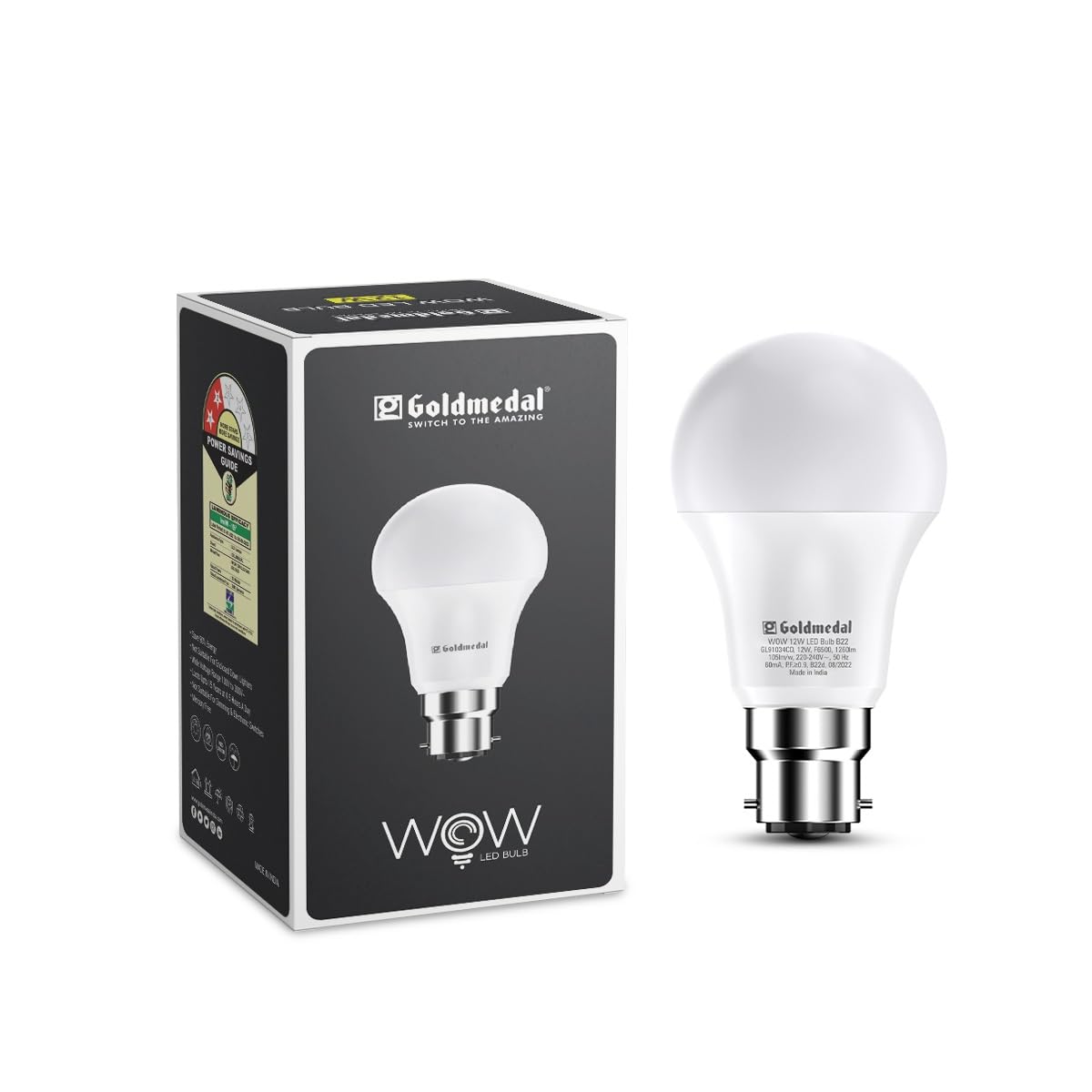 Goldmedal Wow 12W B22 Base LED Bulb – Cool Daylight (6500k) | Energy Efficient | 230 Degree Light Coverage | Surge Protection up to 4KV | Rated Life 15000 Hrs | for Home & Office |Pack of 8 (B0C16ZJ7S6) Amazon Price History, Amazon Price Tracker