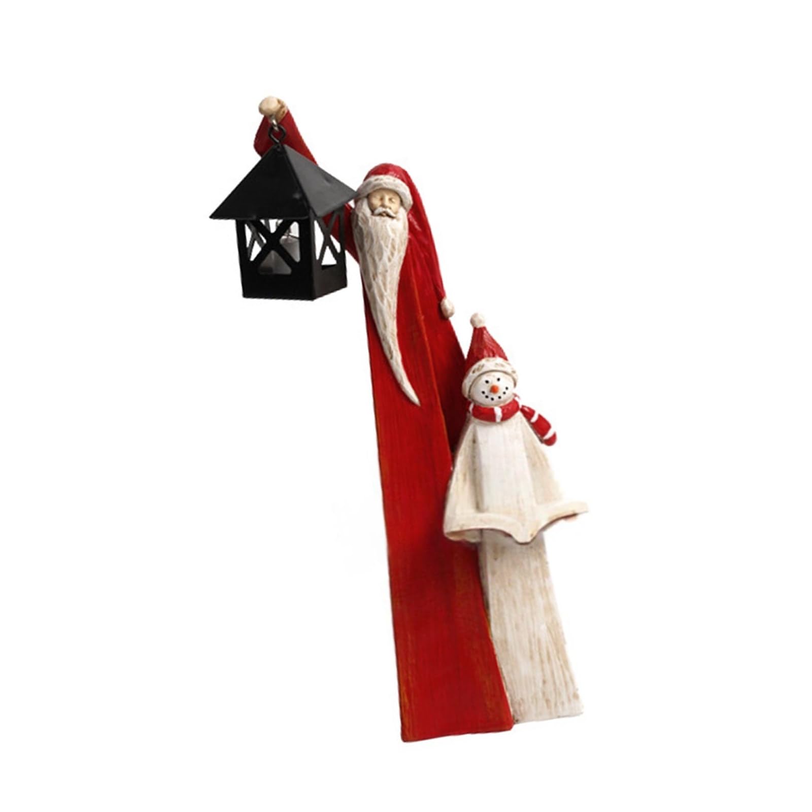 Jazuaiao Holiday Resin Santa & Snowman Lamp Decor, Weatherproof Christmas Figurine for Indoor Outdoor Home Lighted Santa with Snowman Resin Statue