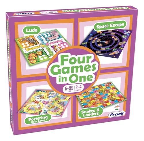 Image of Frank Four Games in One | Classic Board Game Set for Kids Ages 5 & Up | Family Games for Boys & Girls | Includes Snake & Ladder, Ludo and More | Fun Indoor Game for Adults & Kids | Gift Option