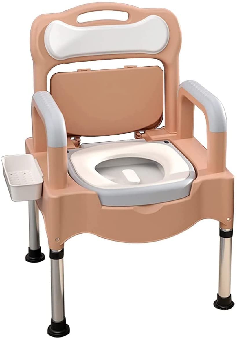 Gthtuhfd Women's Khaki Adult Potty Chair For Seniors - Height Adjustable Bedside Commode, Portable Toilet For Home Use, Suitable For Disabilities And Elderly