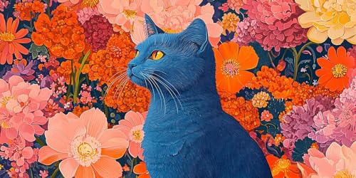 5D Diamond Painting Flores de gato, Pintura Diamante, Diamond Painting Kit Completo Niños Regalo, DIY Manualidades Adultos Pintura Diamante Para Decoración Navidad De Pared Del Hogar 35x70 cm S-534