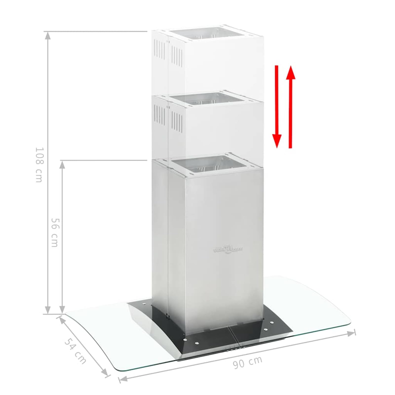 Homgoday Cappa a Isola 90 cm Acciaio Inossidabile 756 m3/h LED
