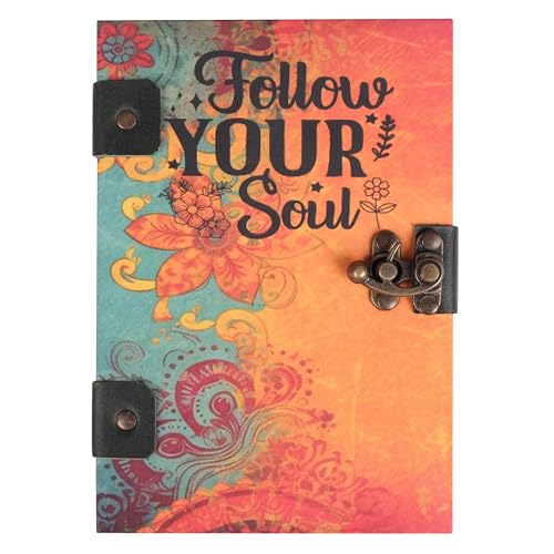 Image of CRAFT JUNKY Journal Diary with Handcrafted Box, 5 x 7 Inch Special Binding Unruled Lock Diary for Girls, Art Book with Aesthetic Print Sketch Book for Artists, 200 Acid-Free Pages A5 (SOUL)