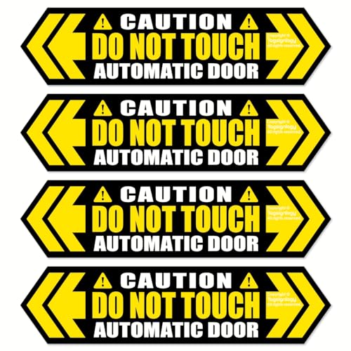Image of Caution Automatic Door /Driver Will Open /DO NOT TOUCH /PULL - Waterproof Safety Sign for Van Taxi Car Service SUV Auto Rear Hatch Trunk Tailgate Handle Window Vinyl Stickers (4 pcs) 6.00 inch x 1.50 inch