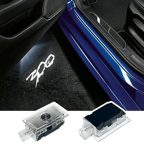 2PCS LED Car Door Logo Projector Lights for 300 300C 300S 2005-present Ghost Shadow Light Laser Courtesy Step Lights Puddle Lamp Accessories (White)