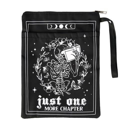 Wasise Book Sleeve - 21x29cm Waterproof Book Sleeve Pouch with Zipper Gothic Fantasy Bookish Gifts Skull Gifts for Fan Lovers Spooky Skeleton Notebook Protective Case Halloween or Christmas Gifts