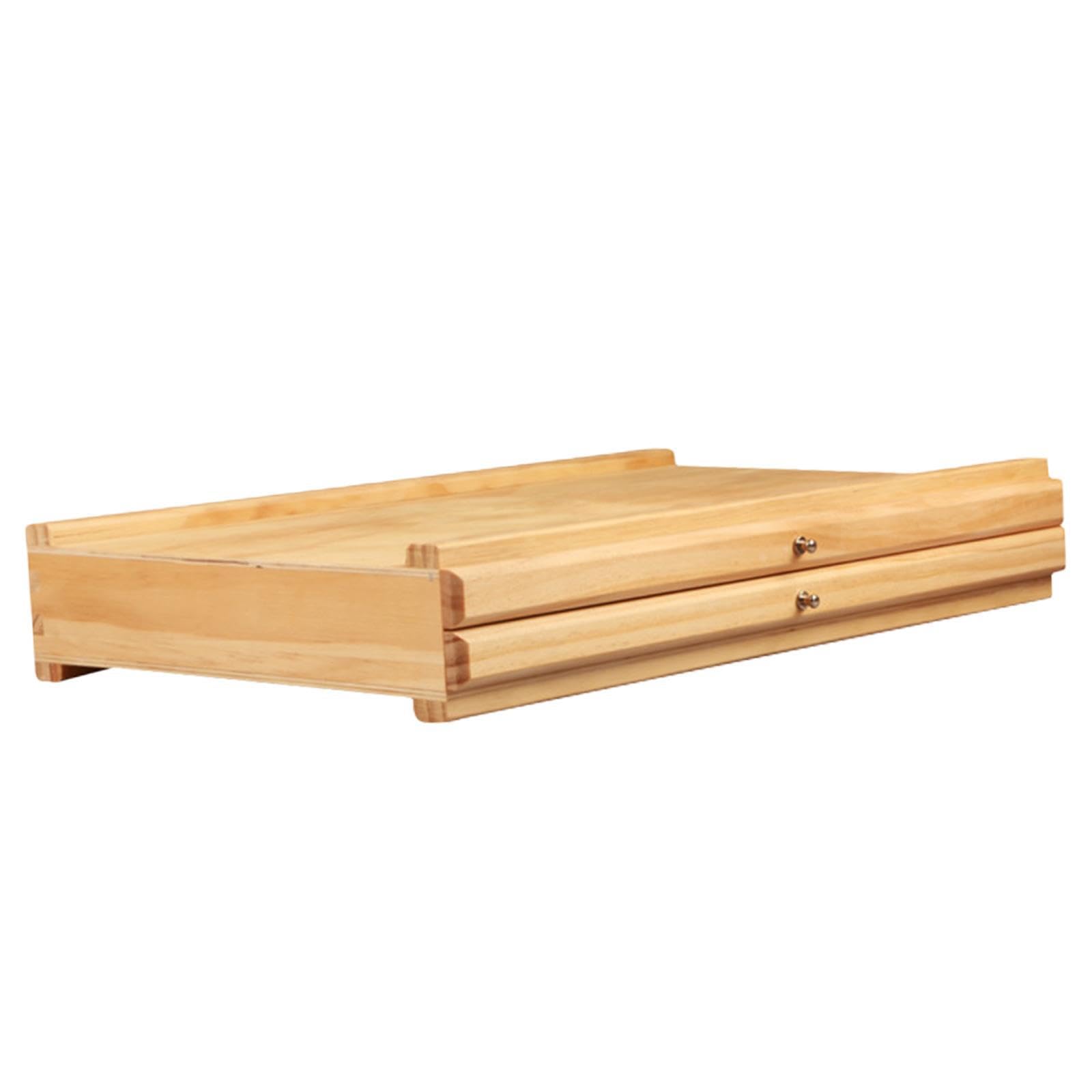 Boîte de rangement en bois pour matériel d'artiste, avec tiroir et compartiments, idéale pour organiser efficacement les fournitures artistiques, Couleur bois, 2 tiroirs