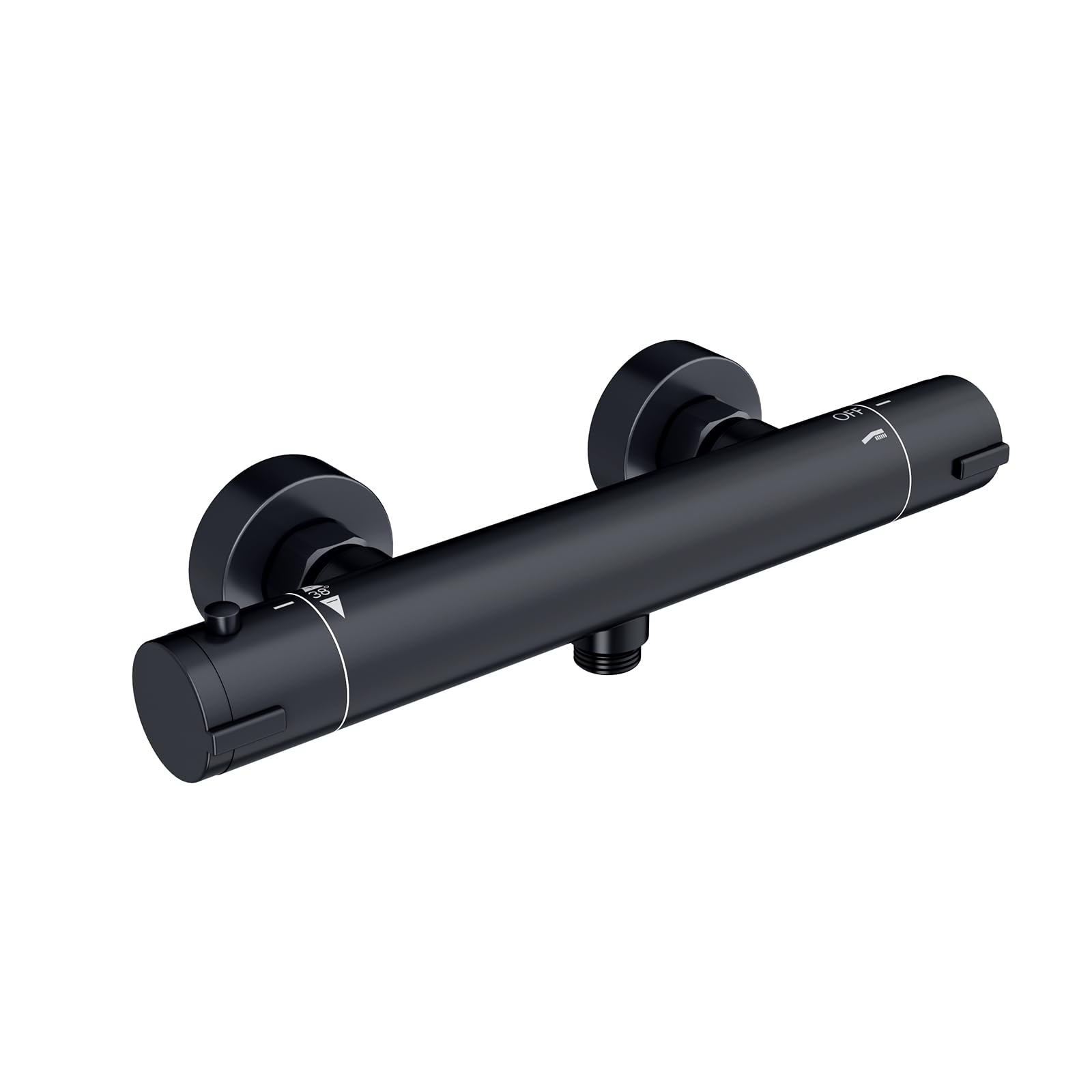 Rainsworth Thermostatic Shower Mixer Bar, Wall Mounted Shower Mixer Tap with Anti-Scald Control Valve, Bathroom Shower Tap, Zinc Alloy Body, Matte Black