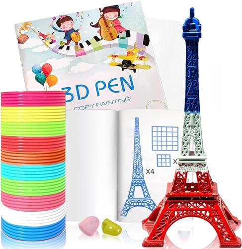 Filamento para bolígrafo 3D PLA de 1,75 mm, 10 colores, 5 m cada uno - Paquete de colores para bolígrafo 3D, filamento para bolígrafo 3D con tapete de diseño de silicona y libro de plantilla